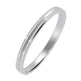 JJDreams Women's Gold Stainless Steel Bangle 6 mm with Rhinestone Tennis Bangle Wedding Jewellery for Party Wedding Dating, Stainless Steel