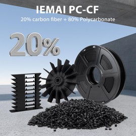 IEMAI Carbon Fibre Polycarbonate Filament 1.75 mm, PC CF 3D Printer Filament, 0.5 kg Polycarbonate Filament 1.75 mm Filled with 20% Carbon Fibre, 3D Engineering Material Filament, 500 g Spool PC CF