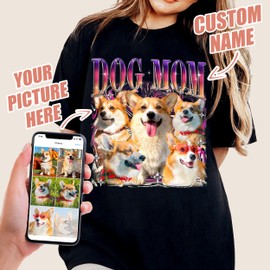 Mit & Mia Custom Bootleg Rap Tee, Customized Dog Shirt with Photo, Custom Pet Shirts Graphic Tees, Birthday Gift for Dog Cat Lovers