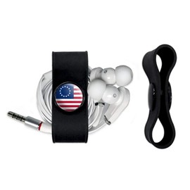 GRAPHICS & MORE Betsy Ross 1776 American Flag Headphone Earbud Cord Wrap - Charging Cable Manager - Wire Organizer Set of 2 - Black