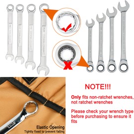 Wrench Roll Organizer (NOT for Ratcheting Wrench),Wrench Roll Up Pouch with 23+1 Pockets,Heavy Duty Tool Roll for Metric & SAE Wrenches,Large Wrench Holder Organizer Bag for Men,Mechanics(Brown)
