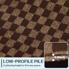 Heyroll Custom Size Hallway Runner Rug, Backed Non-Slip Waterproof Runner Rugs, Washable Outdoor Indoor Carpet Runner Rug for Floor, Entryway, Kitchen, Laundry, Balcony, Garage 2' x 9', Grid Brown