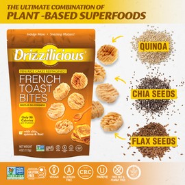 Drizzilicious Mini Flavored Rice Cakes French Toast - Rice Crisps, Healthy Snack for Adults and Kids, Vegan, Gluten Free Snack, Allergen Free, Only 90 Calories Per 21 Pieces - 4 oz (Pack of 1)