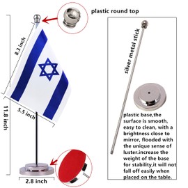 Israel Israeli Desk Table Flag, Small Mini Israel Israeli Desktop Flag,Miniature International World Country,Festival Events Celebration,Office decoration