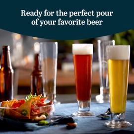 Libbey Stockholm Pilsner Beer Glasses Set of 4, 14.5oz, Tall Pint Glasses for Pilsner, Kolsch, Lager, and More, Unique Beer Gift Set