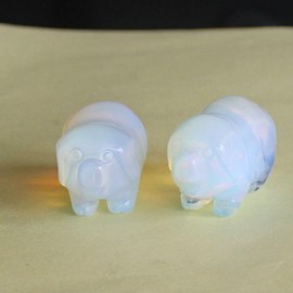 HLbshi Two Mini Hand Carved Gemstone Crystal Pig Figurine Animal Statue Carving Office Home Decor Collections Pockets stone1.2'' (White opalite)