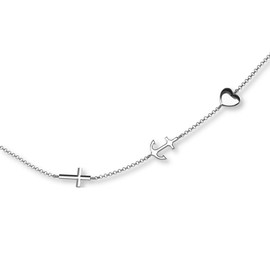 LILLY MARIE Women's Fine Silver Chain Genuine 925 Silver Faith Love Hope Pendant Lucky Charm Length Adjustable Jewellery Bag Gift for Women, Sterling Silver