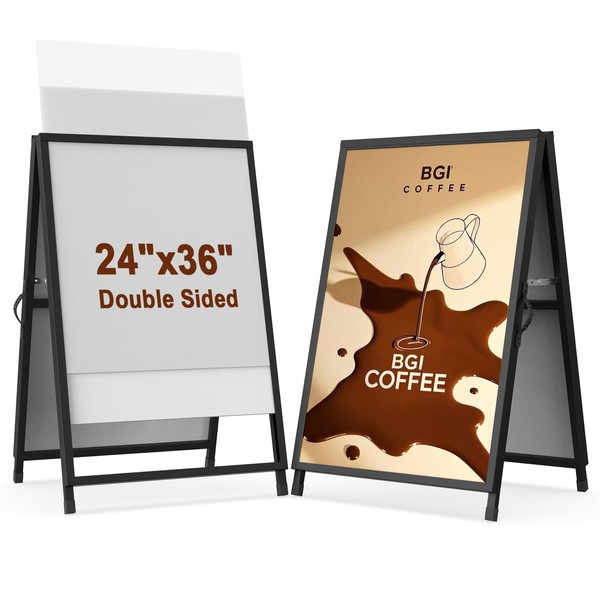 24x36 Inches A-Frame Sidewalk Sign, Portable Double-Sided Slide-in Sidewalk Sign