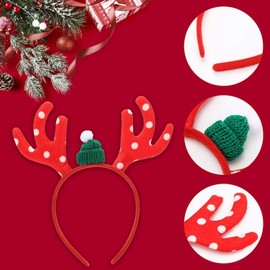 QUNQINLI Christmas Deer Antlers Headband - Reindeer Antlers Headband Cute Red Elk Hair Decorations Holiday Party Funny Xmas Hat Deer Headbands Hair Accessories for Women Gift 1PCS