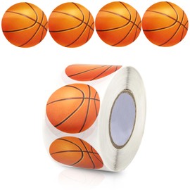 1000pcs 2 Rolls Basketball Stickers, Self-Adhesive Sports Ball Theme Decals Decorative Basketball Seal Girls Boys Teens Stickers for Water Bottles Birthday School Classroom Party Poster Board Supplies