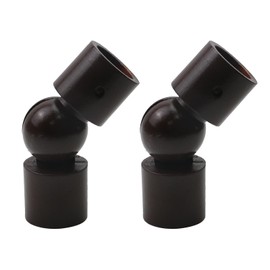 HEVSTIL Curtain Rods Corner Connector, Wood Elbow Connector Adjustable Curtain Rod Corner Connector Elbow Connector for 3/4 Inch Bay Window Curtain Rods(Brown,2PCS)