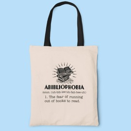SmartyPants Abibliophobia Tote Bag Cotton Shopper - Novelty Fun Read Books Novel School Year Class Pupil Best Teacher Inspire Black Handle Gift Present (Black Handle Prime)