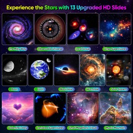 FlyLily Star Projector Pro 2025, Upgraded 13 in 1 HD Planetarium Galaxy Projector for Bedroom, 360° Rotating Star Projector Galaxy Light with Timer, Space Night Light Projector for Kids Adults Gifts
