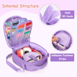 LoDrid Storage Bag Compatible with Yoto Mini (2024 Edition), Portable Carrying Case for Audio Music Player & Headphone Accessories, Card Holder Hold Up to 30 Cards, Purple, (Bag Only)