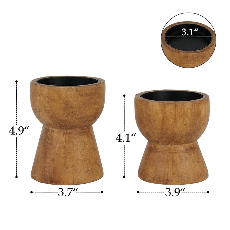 NIKKY HOME Farmhouse Wooden Candle Holders Set of 2, Rusitc