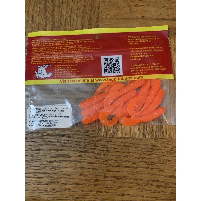 Big Bite Baits Curl Tail Grub Orange