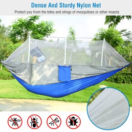 Kocaso Camping Hammock with Mosquito Net, Parachute Fabric Camping Hammock Easy Assembly Portable Hammock for Backpacking Camping Travel, Double Single Hammocks for Camping 102"(L) x 55"(W)