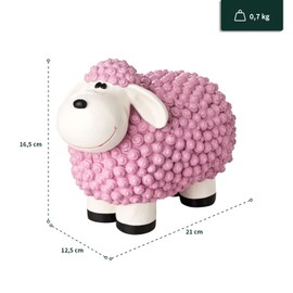 VERDOBA Mini Decorative Sheep for the Garden, Weatherproof - Pink Decorative Sheep Molly - Garden Figure Sheep Garden Decoration Outdoor Decorative Figures (Pastel Pink)