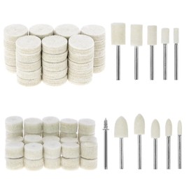 QWORK Polishing Buffing Wheel, 1/8 inch Shank Pad Rotary Tool, 100 Piece Polishing Wheel, Felt Wool Cotton Wheels