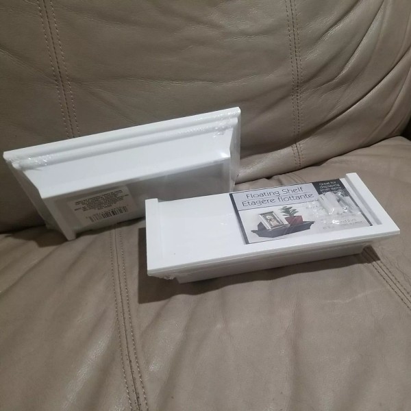 Greenbrier International 2 x Small Floating white Shelf, Screws, Wall