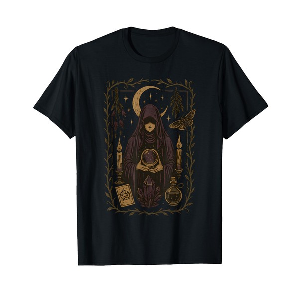 Whimsigoth Witch Aesthetic Tee Occult Mystic Crescent Moon T-Shirt