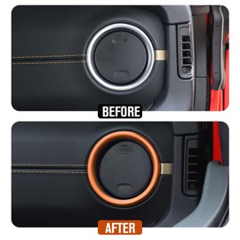 JeCar Dashboard Air Conditioner Vent Ring Aluminum Alloy AC Outlet Trim Cover Interior Accessories Compatible with Jeep Wrangler JL JLU 2024, Orange