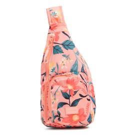 Vera Bradley Ripstop Mini Sling Backpack, Paradise Bright Coral