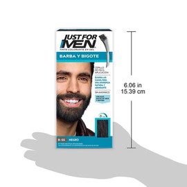 Just For Men Tinte Colorante en Gel para Barba y Bigote, Color Negro B55,Sin Amoníaco, Con Cepillo De Fácil Aplicación, Paquete de 3, 66ml cada uno