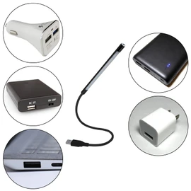 Kaito Denshi USB LED Desk Light, Compact, Stylish, Indoor Stand, Reading Light, Flexible, Dimmable, Touch Sensor, Black