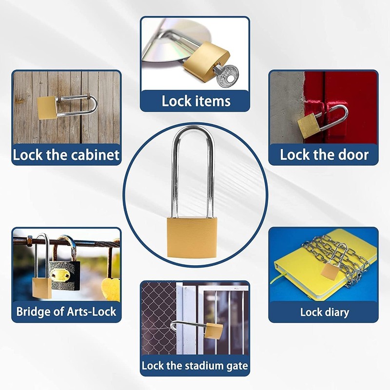 Key Locks, Shackle Length 2.63in, Long Shackle Padlocks with Keys,