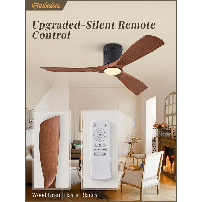Fanbulous 52" Ceiling Fans with Lights and Remote Control,Modern Flush
