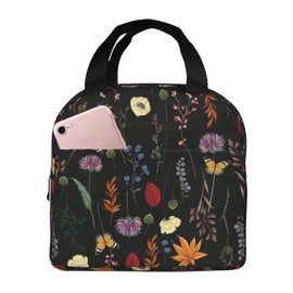 Midnight Dark Wild Forest Nature Floral Reusable Insulated Lunch Bag For Women Men Waterproof Tote Lunch Box Thermal Cooler Lunch Tote Bag For Work Office Travel Picnic