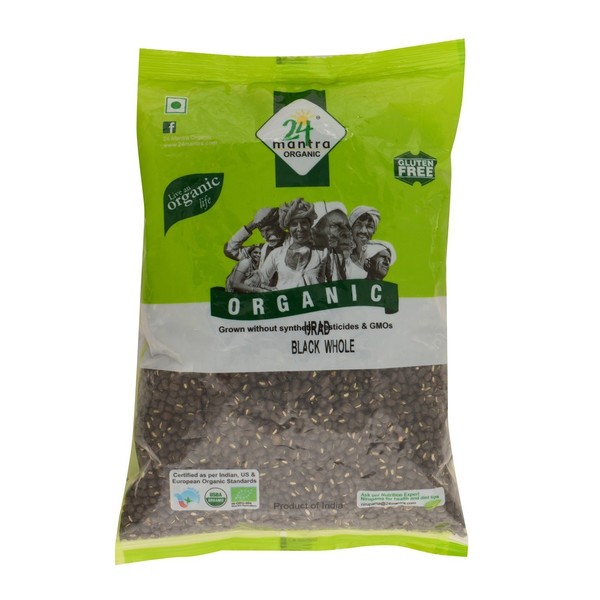 Organic Urad Dal Black Whole 4 Pounds, Black Matpe Beans or Black lentils, USDA Certified Organic - 24 Mantra Organic