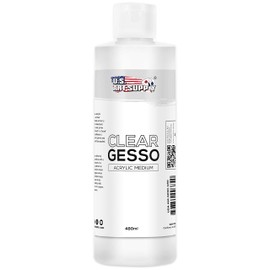 U.S. Art Supply Clear Gesso Primer (16oz) for Oil & Acrylic Painting - Enhances Blending & Canvas Paint Prep - Mixable Clear Gesso Primer for Acrylic Painting
