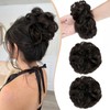 Qunlinta 2 PCS Large Messy Bun Hair Piece, Thick Wavy