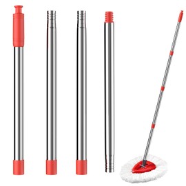 4-Section Spin Mop Replacement Handle，2.5-to-5 Foot Mop Stick Compatible with Triangle Spin Mop Base, Compatible with Ocedar Mop Handle for EasyWring Mop Refills (black)（Mop head not included）