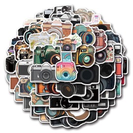 Camera Stickers 55PCS Photographer Photography Cameraman Waterproof Vinyl Decals for Water Bottles Cup Laptop Mobile Phone Skateboard Scrapbooking (Colour-A)