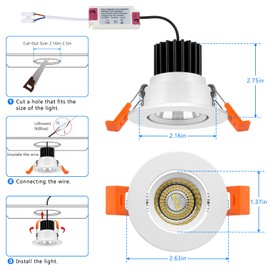 BIRRAY 2 Inch Smart Recessed Lighting, WiFi 5W Recessed Light Compatible with Alexa and Google Home, Dimmable RGB & CCT 2700-6500K, 110V LED Downlight with LED Driver