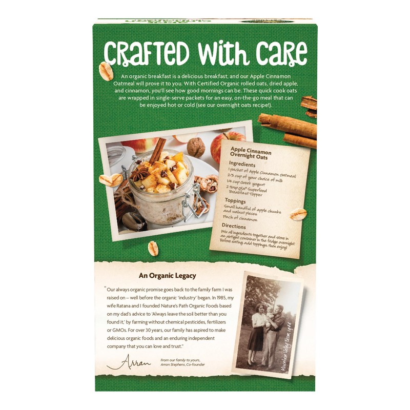 Nature's Path Organic Apple Cinnamon Instant Oatmeal, 14 oz (Pack