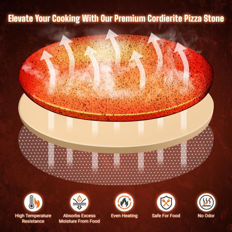 16 Inch Round Pizza Stone for Oven - Cordierite Baking