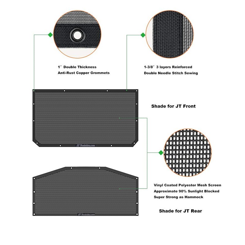 Shadeidea JT Sun Shade Top Sunshade Compatible with Jeep Gladiator