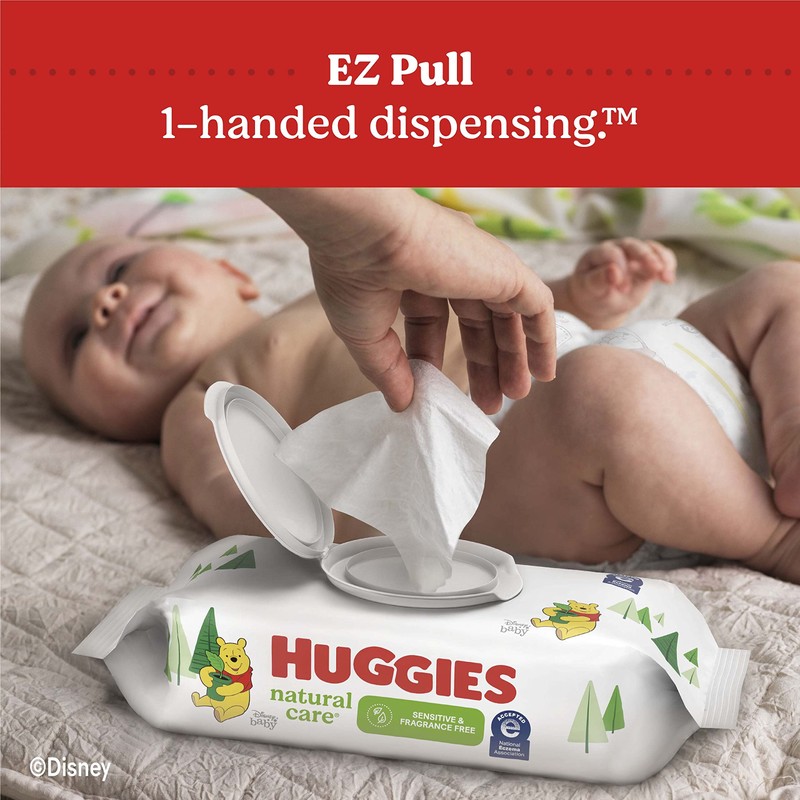 Huggies Natural Care Sensitive Baby Wipes, Unscented, Hypoallergenic, 6 Flip-Top