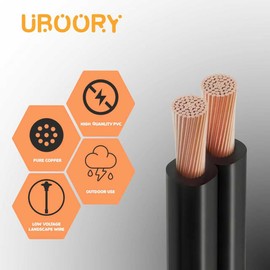 UBOORY 16/2 Low Voltage Landscape Wire 100Feet, 16 Gauge Wire 2 Conductor, for Low Voltage, Outdoor Direct Burial Electrical Wire