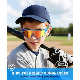 QALLY 3 Pack Polarized Kids Sunglasses, Youth Baseball Sunglasses for Boys Girls Age 3-12, Softball Sports Goggles UV Protection