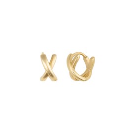 Gold&Deer 14K Goldfield Glam Cross One-Touch Earrings Yellow Gold / 골드앤디어 14K 골드필드 글램 크로스 원터치 귀걸이 옐로우골드