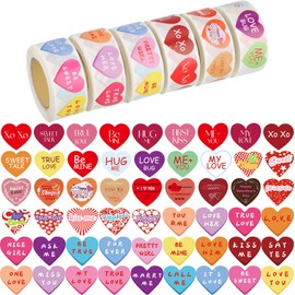 3000 Pieces 1 Inch Heart Stickers Labels Christmas Valentines Day Stickers Use for Gifts Packaging, Envelope Seal, Kids Crafting, Offices, Classrooms, Scrapbooking, 54 Designs