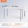 VEVOR Stainless Steel Prep Table, 24 x 60 x 34