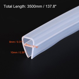 sourcing map Frameless Glass Shower Door Sweep 137.8" Long for 5/16"(8mm) Glass U-Type Door Side Seal Strip