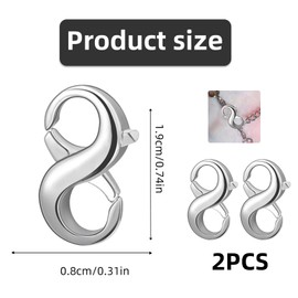 2 Pcs Lobster Clasps for Jewellery Making,Bracelet Clasps and Closures Double Opening Silver,Necklace Clasp,Jewellery Clasp,for DIY Necklace Making Jewelry Findings Jewelry Repair Kit
