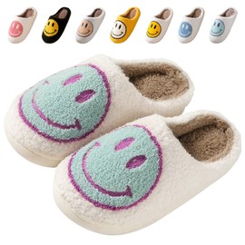 Beishani Smile Face Slippers for Women Happy face slippers Retro Soft Plush Warm Slip-on Slippers Cozy Indoor Outdoor Womens Slippers